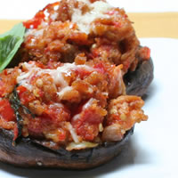 Chicken and Eggplant-Stuffed Portobello Mushrooms