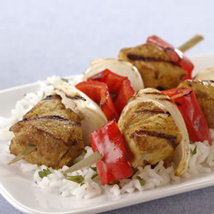 Image of Grilled Indian Kabobs With Sweet Onions And Red Bell Peppers, Diabetic Gourmet Magazine