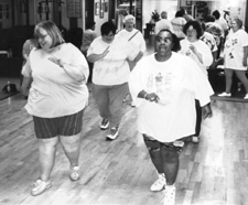 Photo of an aerobics class of women exercising