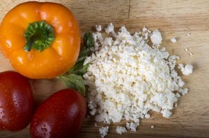 Feta, Tomatoes and Peppers - Ingredients for a Summer Salad for One