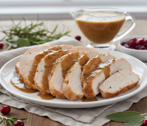 Sliced Roast Turkey with Herb Gravy