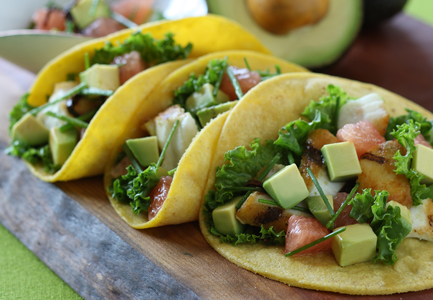 Fish Tacos with California Avocado, Grapefruit and Toasted Ancho Salsa Recipe Photo - Diabetic Gourmet Magazine Recipes