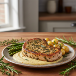 Herbed Pork Chops on Mustard Sauce