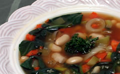 White Bean Soup with Leeks, Spinach and Couscous