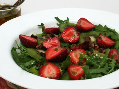 Delightful Summer Salad with Kiwi, Strawberries and Pecans