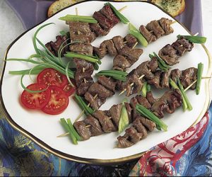 Asian Beef Kabobs recipe photo from the Diabetic Gourmet Magazine diabetic recipes archive.