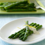 Asparagus With Lemon Sauce recipe photo from the Diabetic Gourmet Magazine diabetic recipes archive.