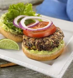 Black Bean Burgers with Avocado-Lime Mayo recipe photo from the Diabetic Gourmet Magazine diabetic recipes archive.