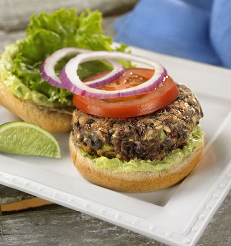 Black Bean Burgers With Avocado Lime Mayo Diabetic Recipe Diabetic Gourmet Magazine