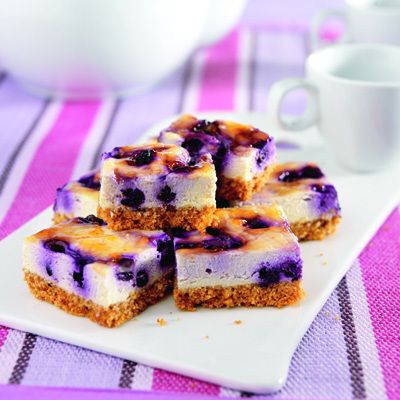 Blueberry Cheesecake Bars Recipe Photo - Diabetic Gourmet Magazine Recipes