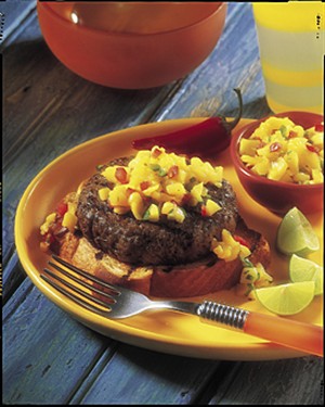 Caribbean Beef Burgers with Mango Salsa Recipe Photo - Diabetic Gourmet Magazine Recipes