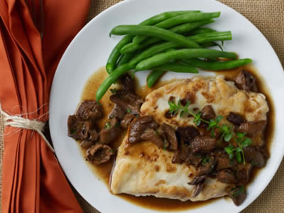 Chicken Paillards with Porcini-Cider Sauce Recipe Photo - Diabetic Gourmet Magazine Recipes