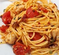 Chicken Puttanesca with Spaghetti