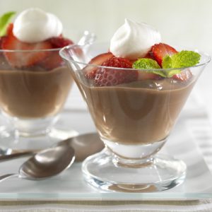 Chocolate Pudding with Fresh Strawberries recipe photo from the Diabetic Gourmet Magazine diabetic recipes archive.
