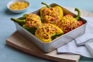 Colorful Turkey Stuffed Peppers recipe photo from the Diabetic Gourmet Magazine diabetic recipes archive.