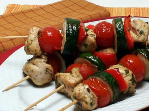 Cypriot Chicken Kebabs recipe photo from the Diabetic Gourmet Magazine diabetic recipes archive.