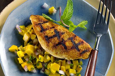 Grill Pan Chicken With Fiery Mango-Ginger Salsa