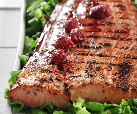 Grilled Salmon with Raspberry-Dijon Vinaigrette