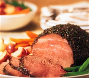 Herb-Crusted Beef Roast with Horseradish-Chive Sauce