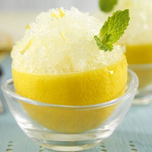 Iced Lemon Sorbet recipe photo from the Diabetic Gourmet Magazine diabetic recipes archive.