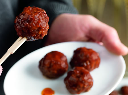 Mini Meatball Appetizers with Apricot Dip recipe photo from the Diabetic Gourmet Magazine diabetic recipes archive.