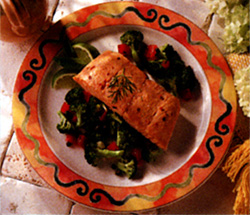 Pacific Ocean Salmon with Fresh Vegetables Recipe Photo - Diabetic Gourmet Magazine Recipes