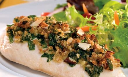 Parmesan Chicken Topped with Spinach and Almonds