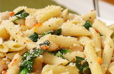 Penne with Greens and Cannellini Beans Recipe Photo - Diabetic Gourmet Magazine Recipes