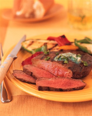 Pepper Beef Steak with Garlic-Cilantro Butter Recipe Photo - Diabetic Gourmet Magazine Recipes