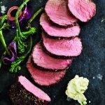 Peppered Top Sirloin Roast with Sauteed Broccolini