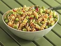 Sesame-Soy Edamame & Pasta Salad recipe photo from the Diabetic Gourmet Magazine diabetic recipes archive.