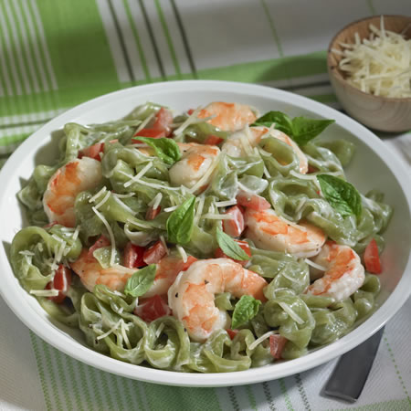 Skinny Shrimp Fettuccine Alfredo Recipe Photo - Diabetic Gourmet Magazine Recipes