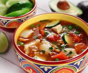 Sopa De Pollo a la Mexicana - Mexican Chicken Soup recipe photo from the Diabetic Gourmet Magazine diabetic recipes archive.