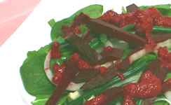 Spinach Salad with Creamy Beet Dressing