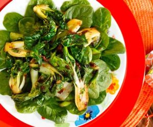 Spinach Salad with Seared Bok Choy