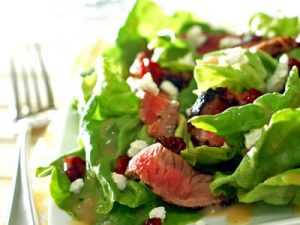 Steak Salad with Cherries and Goat Cheese recipe photo from the Diabetic Gourmet Magazine diabetic recipes archive.