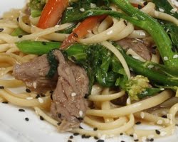 Stir Fry With Linguine Beef And Vegetables Diabetic Recipe Diabetic Gourmet Magazine