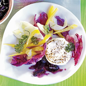 Summer Salad with Goat Cheese and Wild Blueberry Sauce Recipe Photo - Diabetic Gourmet Magazine Recipes