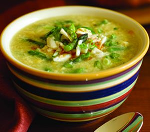 Sweet Corn Soup With Crab and Asparagus