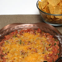 Warm Mole Bean Dip recipe photo from the Diabetic Gourmet Magazine diabetic recipes archive.