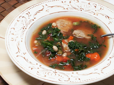 White Bean, Pork, and Greens Soup Recipe Photo - Diabetic Gourmet Magazine Recipes