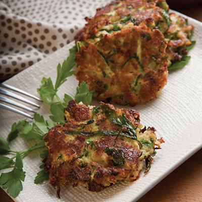 Zucchini Parmesan Fritters Recipe Photo - Diabetic Gourmet Magazine Recipes