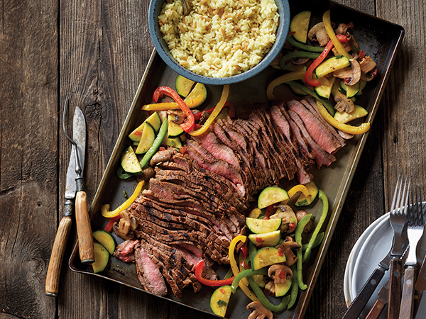 Grilled Southwestern Steak And Colorful Skillet Vegetables Diabetic Recipe Diabetic Gourmet Magazine