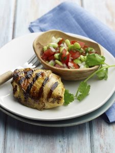 Curry-Lime Chicken Thighs with Pickled Tomato-Bean Salad