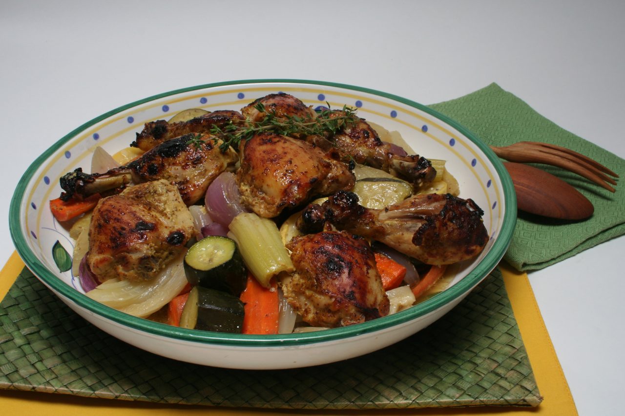 Mustard Chicken with Summer Vegetables