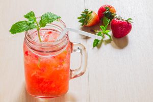 Recipe for Strawberry infused water with mint.