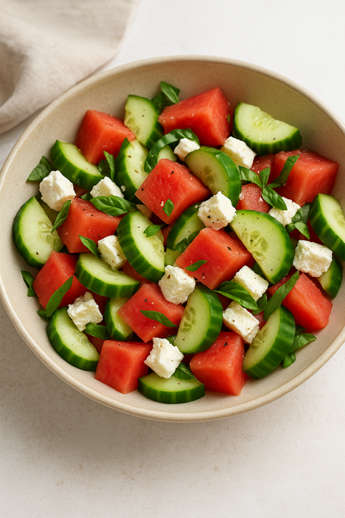 Watermelon, Cucumber & Feta Salad - Diabetic Recipe
